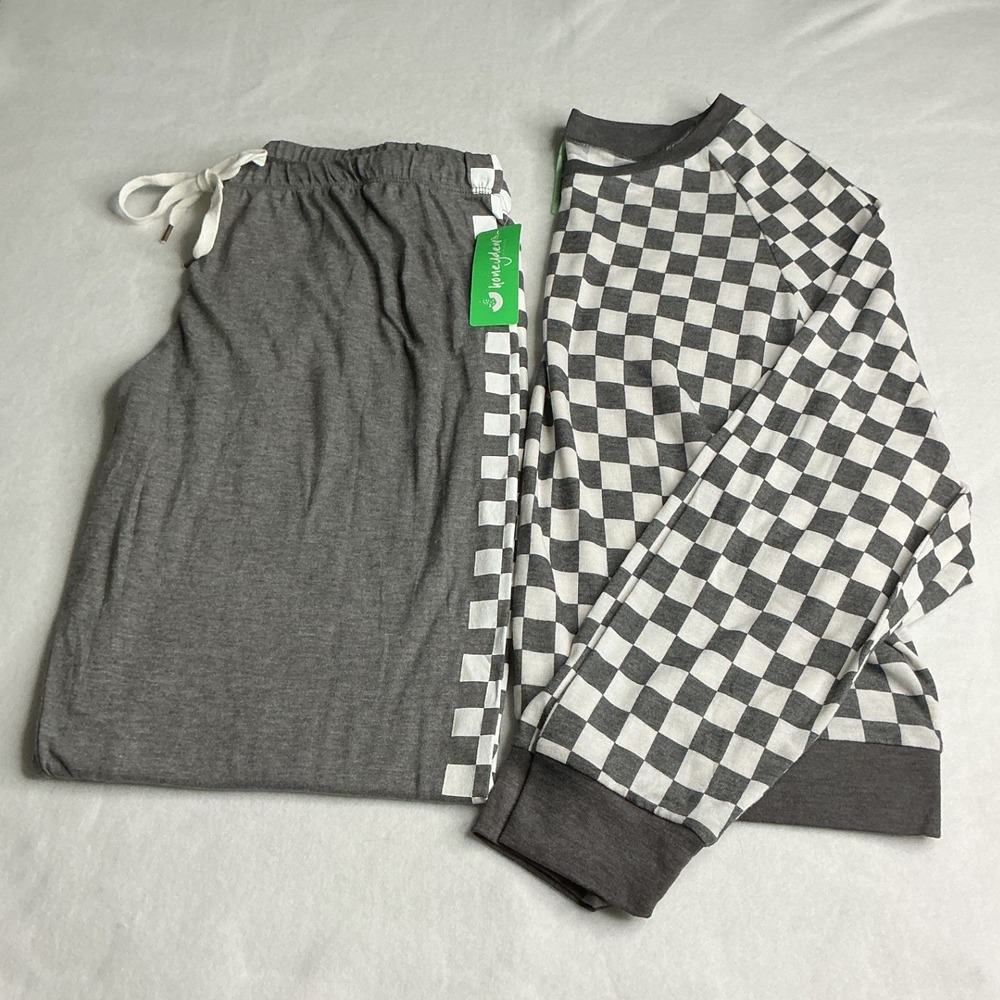 Honeydew Intimates Star Seeker Lounge Set Black Check Pajamas Large 2 Piece Set